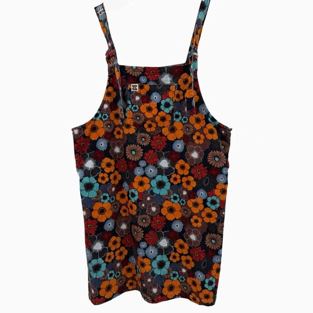 Lucy & Yak Freyja Corduroy Midi Pinafore Dress | 70s Dawn Floral Print | Size 22 - Picture 3 of 9